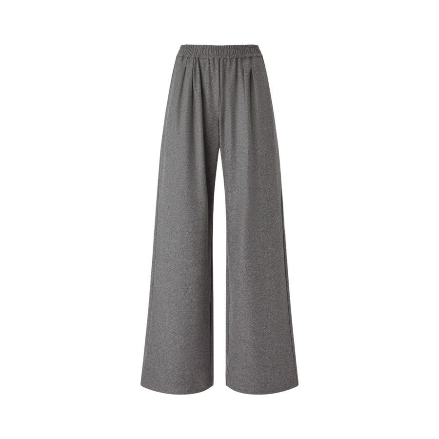 Pantaloni donna lunghi wide-leg in misto lana