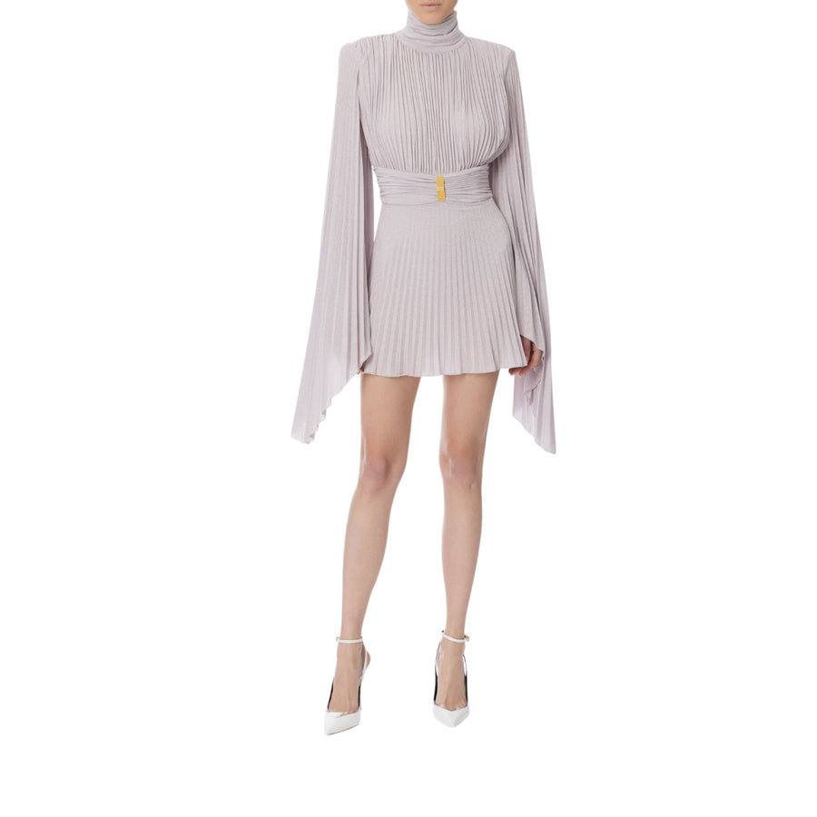 Abito donna in jersey lurex con maniche asimmetriche