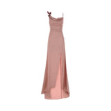 Abito donna lungo in raso stretch rosa