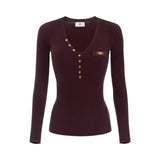 Maglia donna a costine con taschino