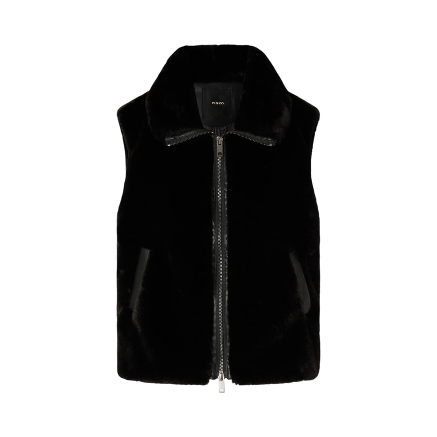 Gilet donna effetto pelliccia con zip