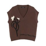 Gilet donna intarsiato in misto cotone