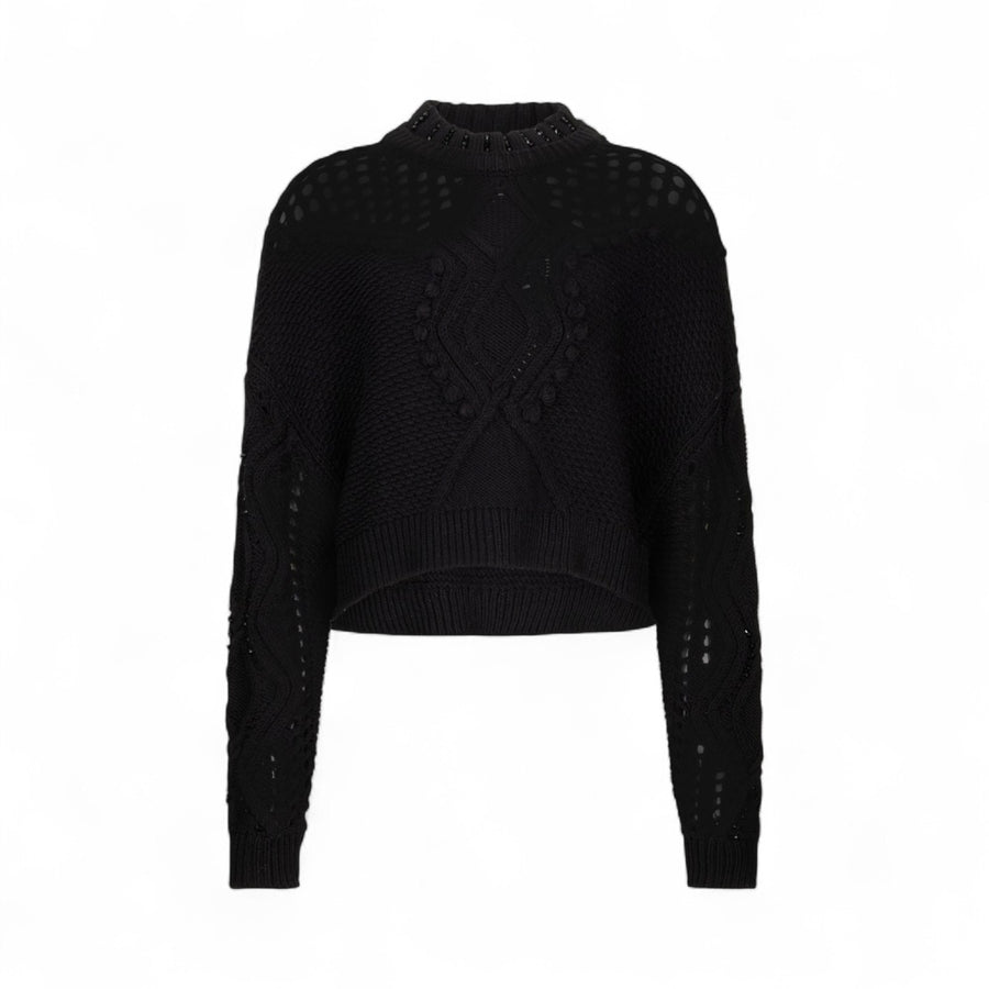 Maglia donna in lana con traforature