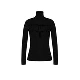 Maglione donna in misto lana con fiocchi in velluto