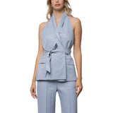 Gilet donna incrociato in misto lino