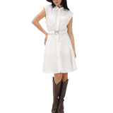 Abito donna  chemisier bianco da donna con cintura