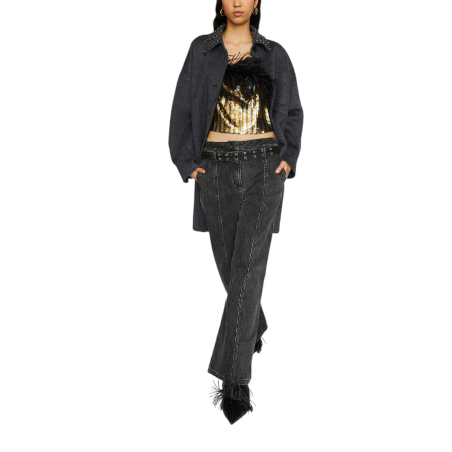 Cappotto donna chemisier in doppio tessuto di lana