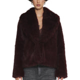 Ecopelliccia donna corta con collo sciallato