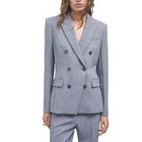 Blazer donna slim doppiopetto in tessuto stretch