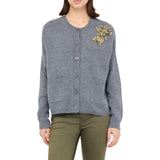 Cardigan donna 100% lana con ricamo gioiello