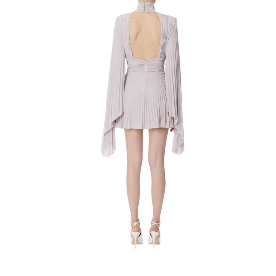 Abito donna in jersey lurex con maniche asimmetriche