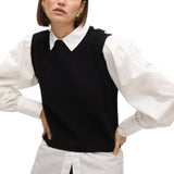 Maglione donna combinato con popeline