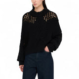 Maglia donna in lana con traforature