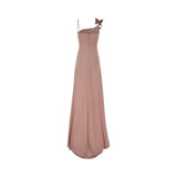 Abito donna lungo in raso stretch rosa