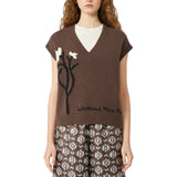 Gilet donna intarsiato in misto cotone