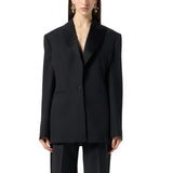 Giacca donna monopetto in lana grain de poudre