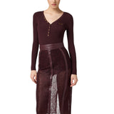 Maglia donna a costine con taschino