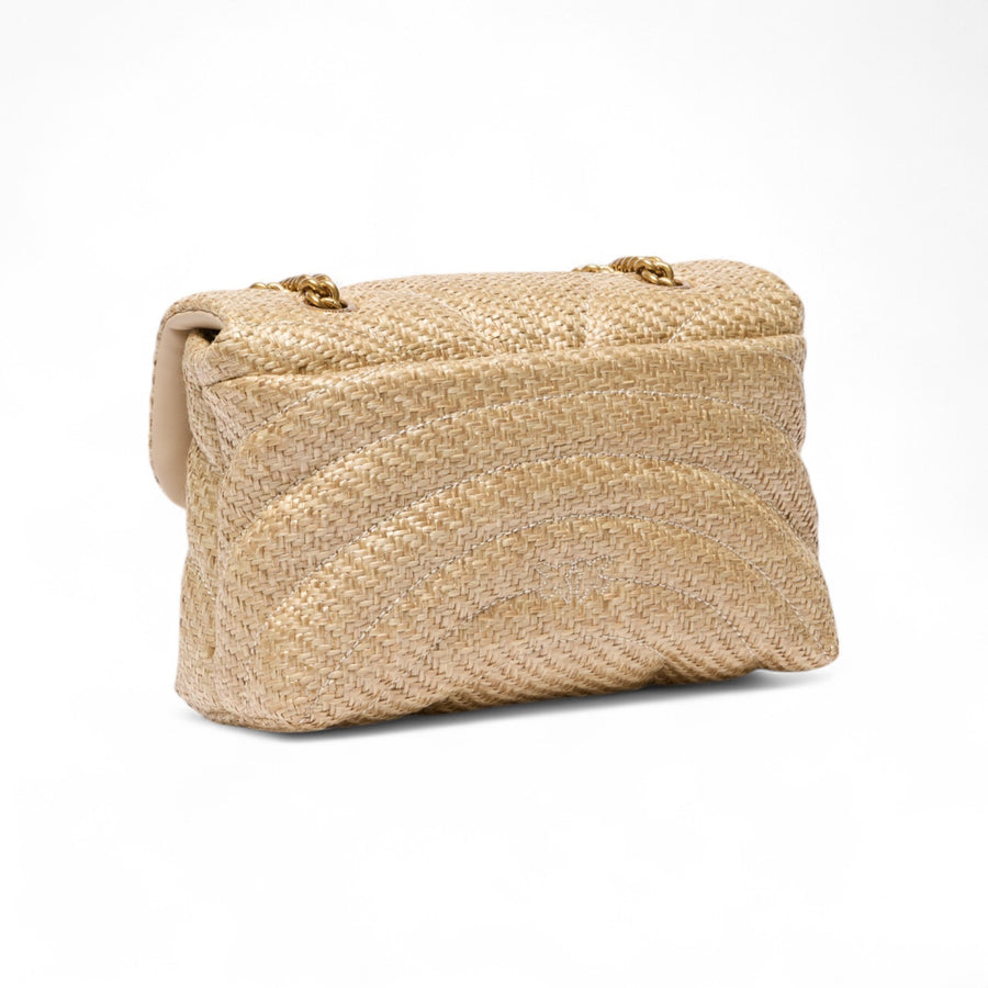 Mini borsa a tracolla Love Bag Puff in rafia con catena