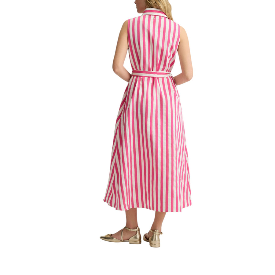 Abito donna chemisier in cotone e lino a righe
