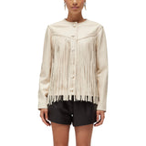 Giacca donna in pelle con frange