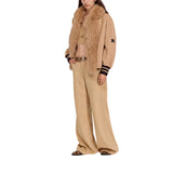 Giacca donna double con bordo in pelliccia