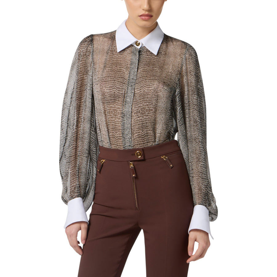 Body donna con stampa pitone e colletto