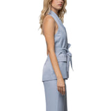 Gilet donna incrociato in misto lino