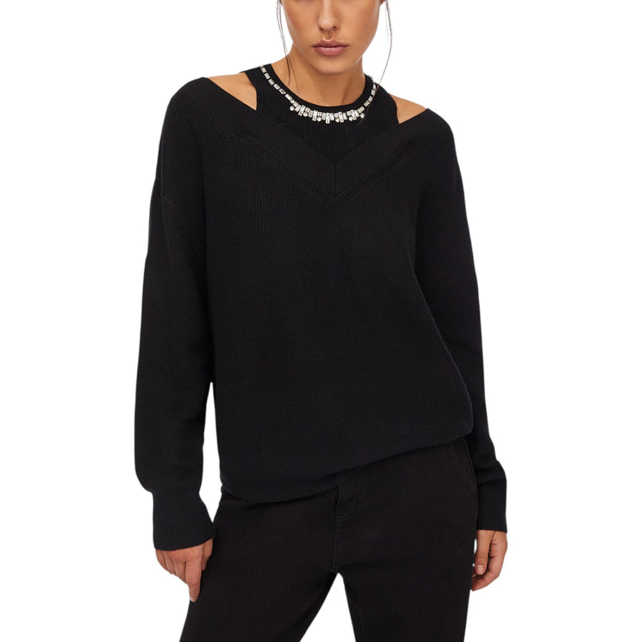 Maglione donna con ricami gioiello