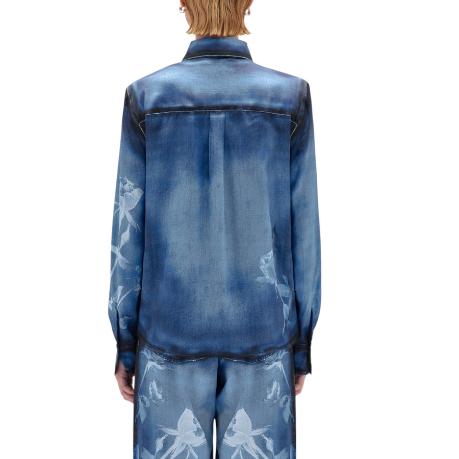 Camicia donna in raso effetto denim
