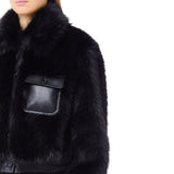 Bomber donna in pelliccia con tasche