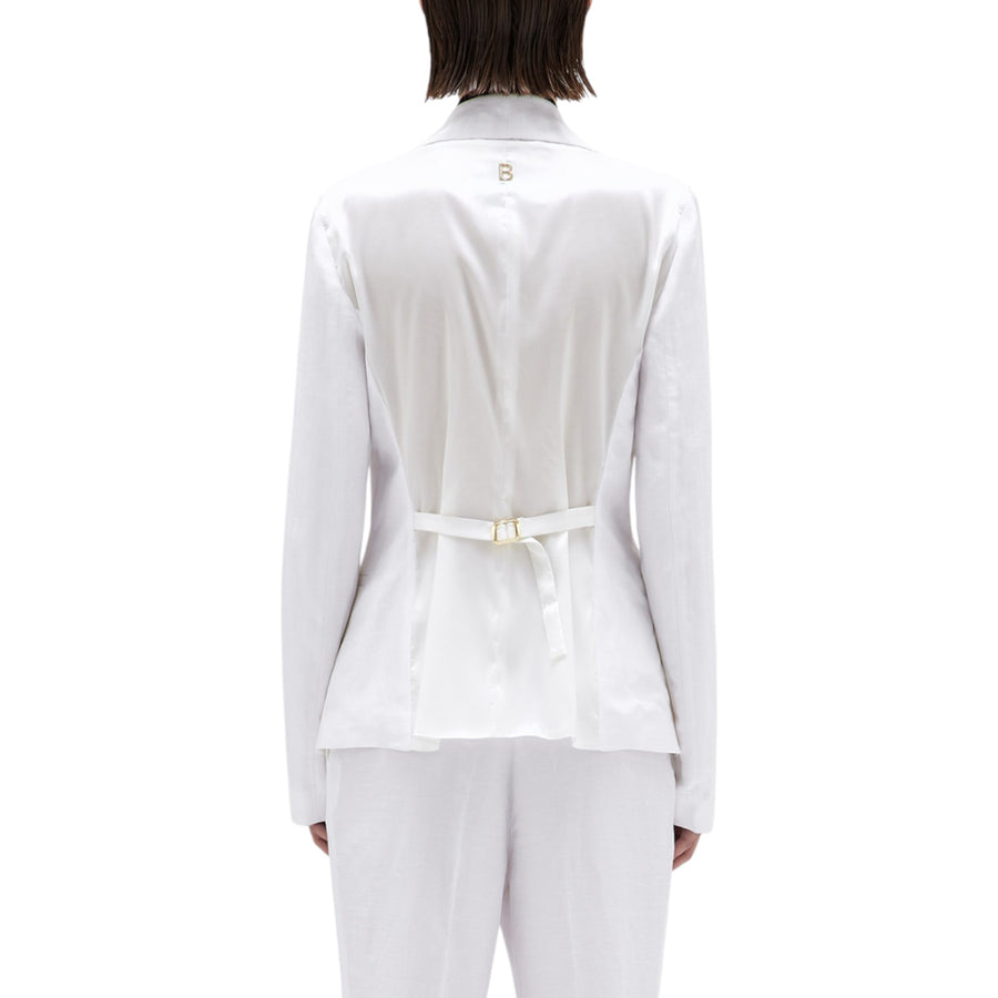 Giacca donna blazer slim in misto lino