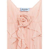 Abito donna lungo in georgette con ruches