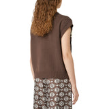 Gilet donna intarsiato in misto cotone