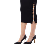 Gonna donna midi con spacco con bottoni gioiello