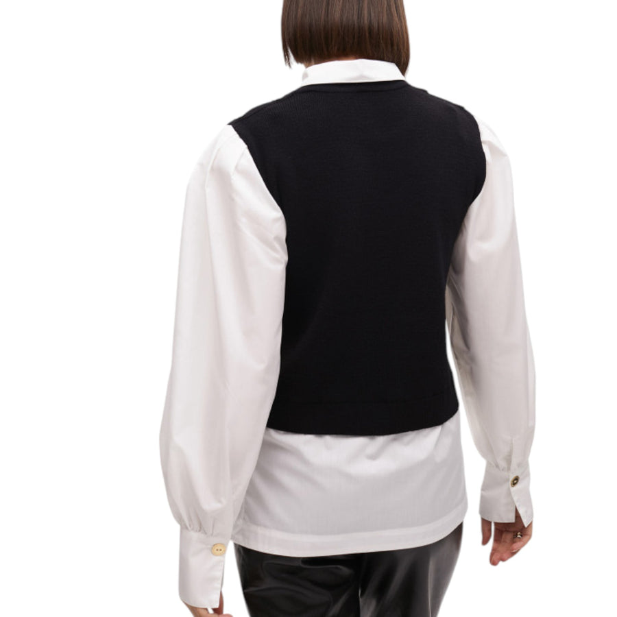 Maglione donna combinato con popeline