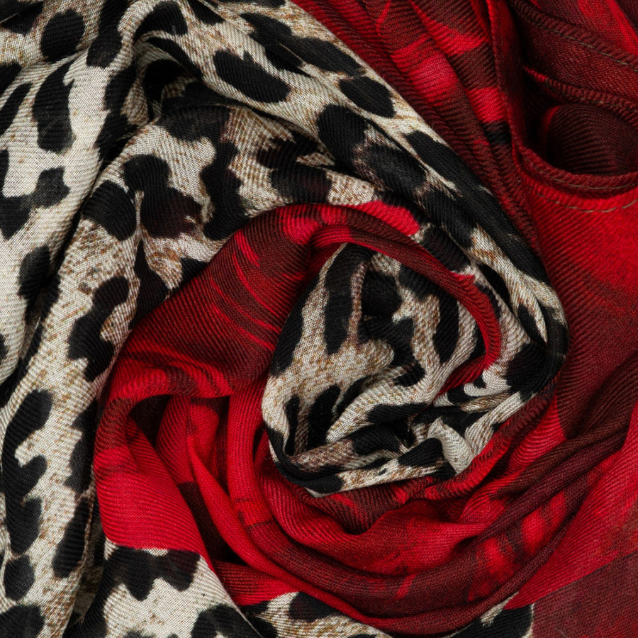 Stola donna con stampa rose e animalier