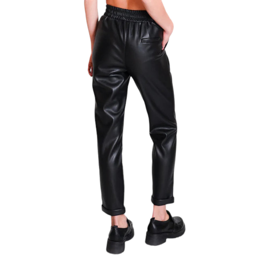 Pantalone donna similpelle con coulisse