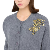Cardigan donna 100% lana con ricamo gioiello