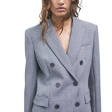 Blazer donna slim doppiopetto in tessuto stretch