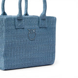 Borsa shopper piccola Beach in rafia con logo Love Birds