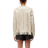 Giacca donna in pelle con frange