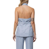 Gilet donna incrociato in misto lino