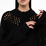 Maglia donna in lana con traforature