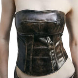 Corsetto donna in tessuto spalmato con zip