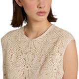 Top donna regular fit in pizzo macramè