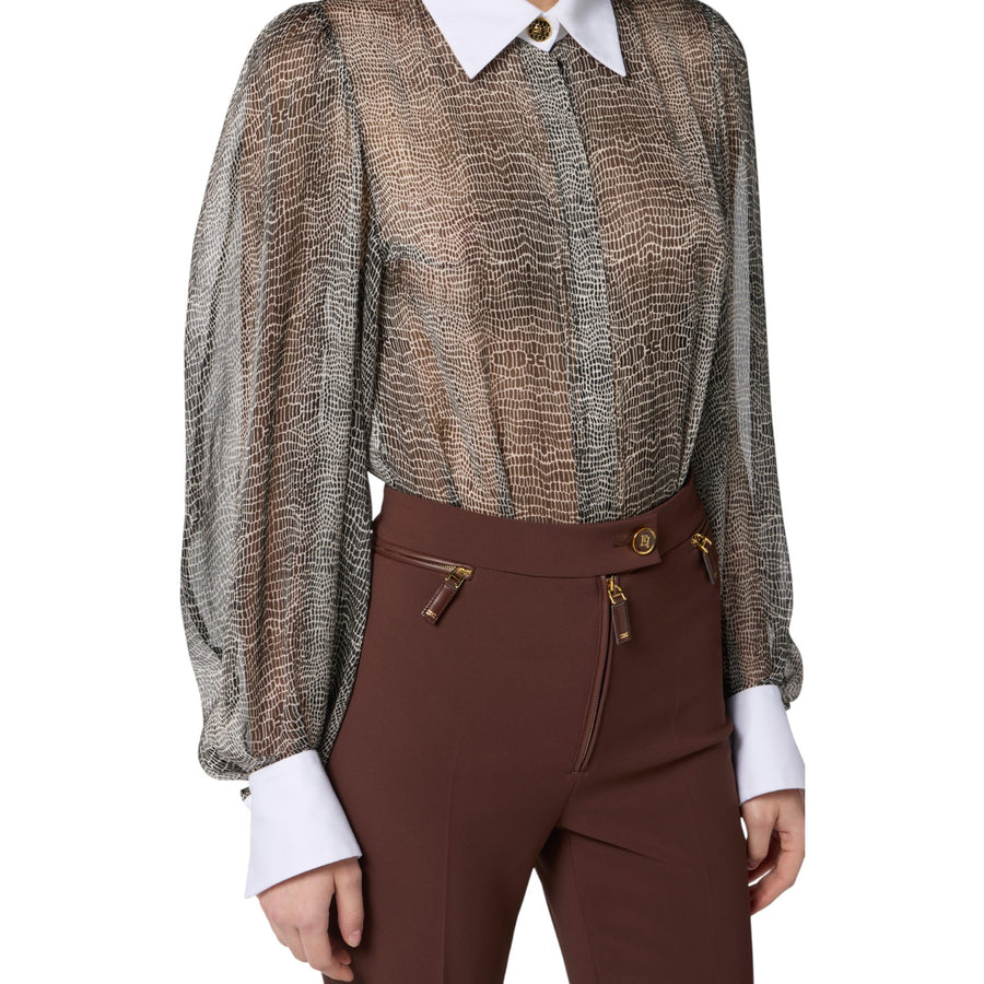 Body donna con stampa pitone e colletto