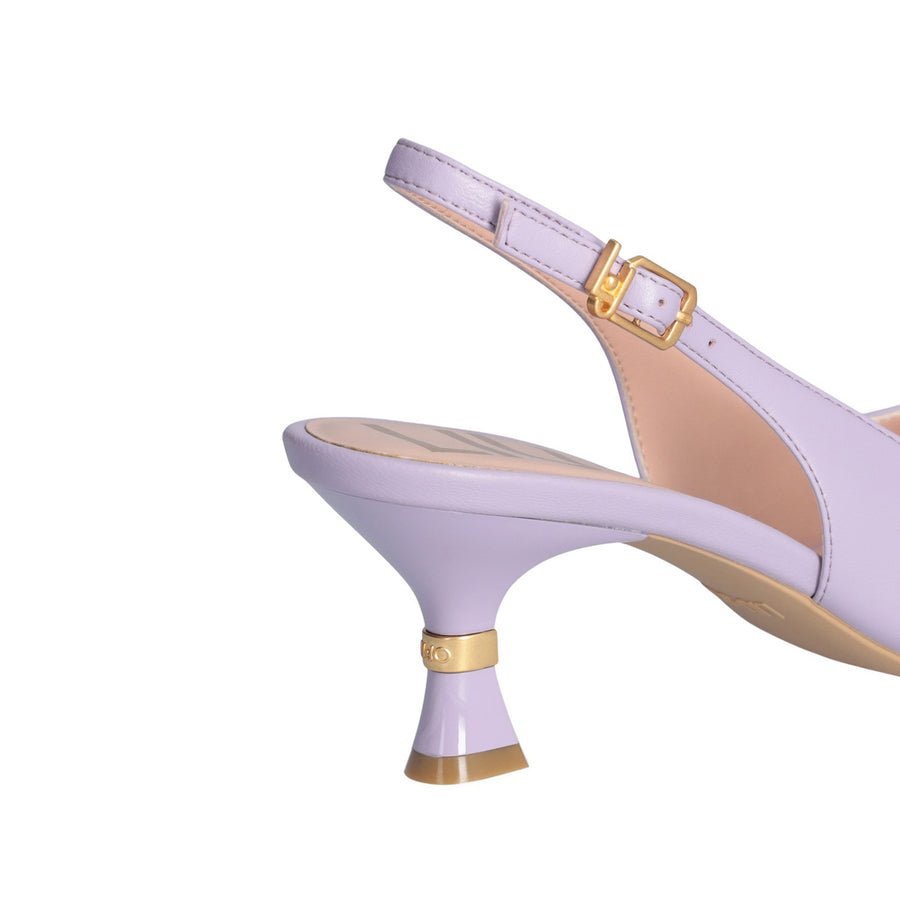 Slingback donna tacco basso in pelle