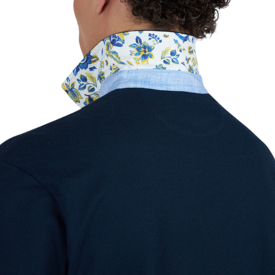 Polo uomo X-Soft piqué con dettagli a motivo floreale