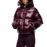 Piumino donna con cappuccio in tela tecnica