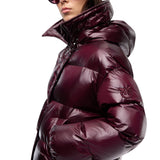 Piumino donna con cappuccio in tela tecnica